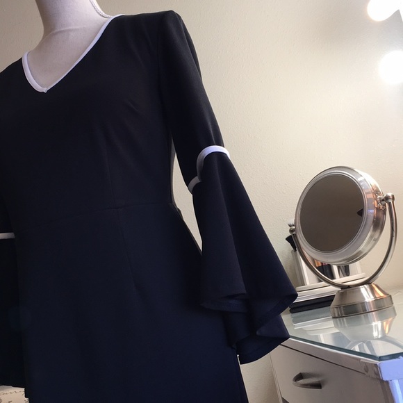 NWT high low bell sleeve black & white dress - Picture 3 of 8